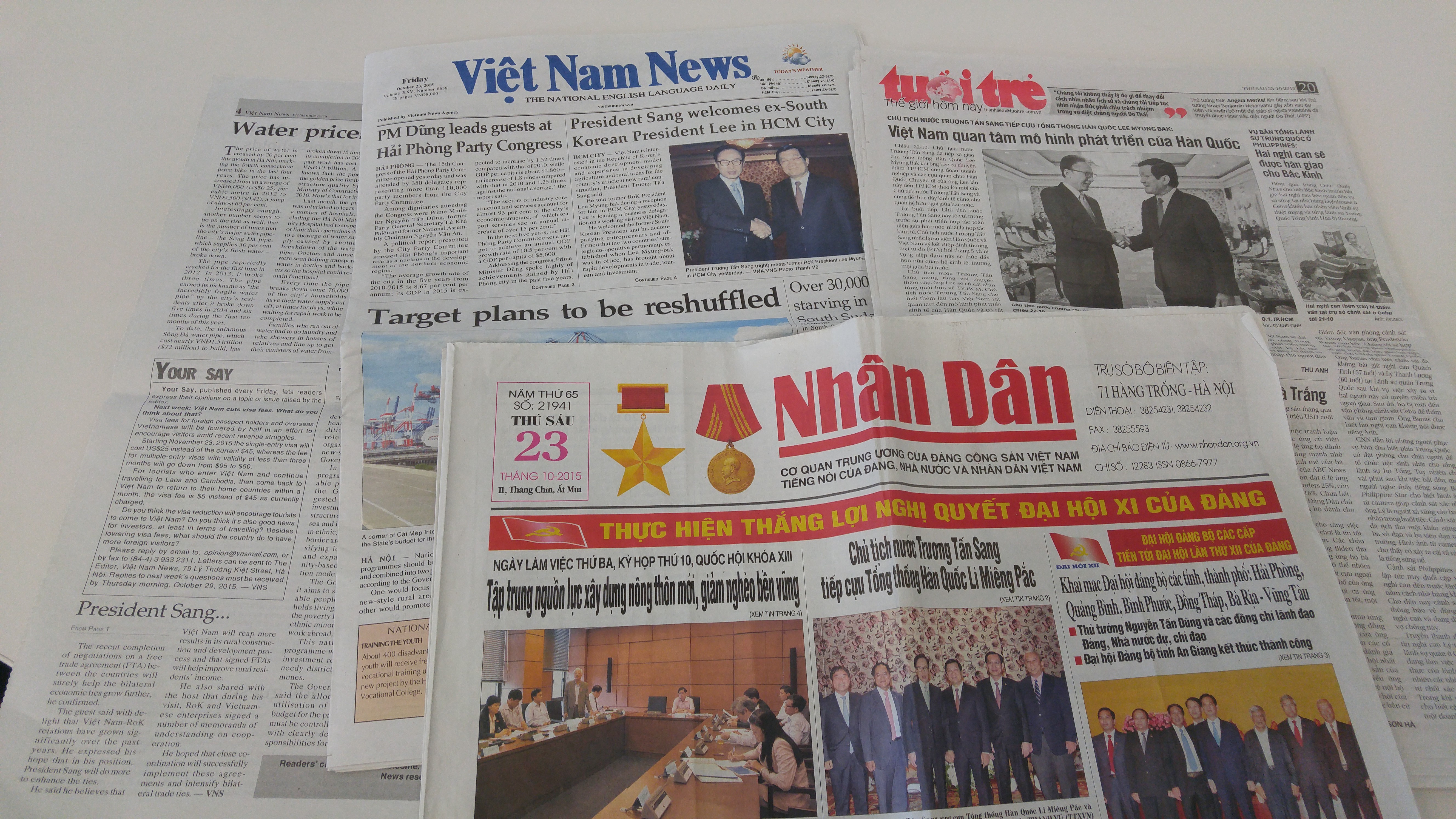 베트남 언론, 이명박 전 대통령 방문 환영